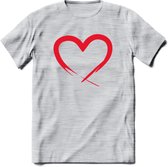 Valentijn Hart T-Shirt | Grappig Valentijnsdag Cadeautje voor Hem en Haar | Dames - Heren - Unisex | Kleding Cadeau | - Licht Grijs - Gemaleerd - L