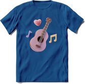 Valentijn muziek T-Shirt | Grappig gitaar Valentijnsdag Cadeautje voor Hem en Haar | Dames - Heren - Unisex | Kleding Cadeau | - Donker Blauw - 3XL