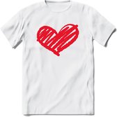 Valentijn Hart T-Shirt | Grappig Valentijnsdag Cadeautje voor Hem en Haar | Dames - Heren - Unisex | Kleding Cadeau | - Wit - S