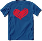 Valentijn Hart T-Shirt | Grappig Valentijnsdag Cadeautje voor Hem en Haar | Dames - Heren - Unisex | Kleding Cadeau | - Donker Blauw - XXL