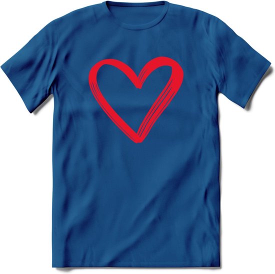 Valentijn Hart T-Shirt | Grappig Valentijnsdag Cadeautje voor Hem en Haar | Dames - Heren - Unisex | Kleding Cadeau | - Donker Blauw - 3XL