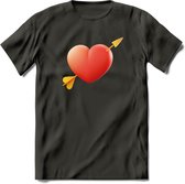 Valentijn Hart T-Shirt | Grappig Valentijnsdag Cadeautje voor Hem en Haar | Dames - Heren - Unisex | Kleding Cadeau | - Donker Grijs - S