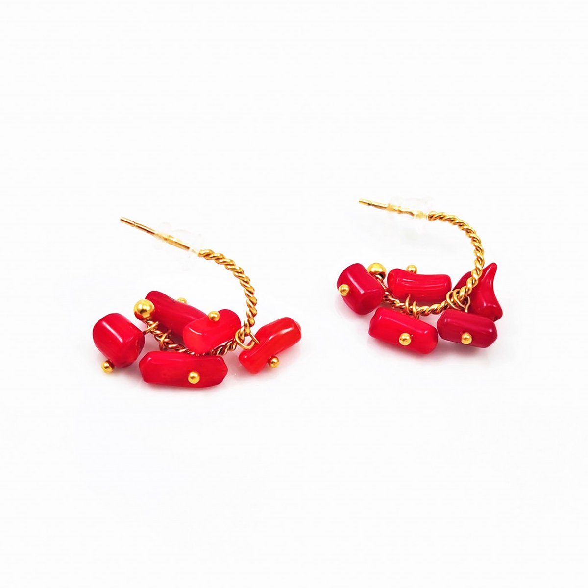Dottilove ∅15mm Oorbellen - Rode Stenen Oorbellen Dames - Rode Stenen - Roestvrij Staal Gold Plated