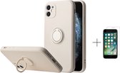 Apple iPhone 11 Back Cover | Telefoonhoesje | Ring Houder | Wit + 1x Screenprotector