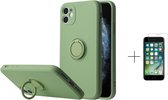 Apple iPhone 8 Back Cover | Telefoonhoesje | Ring Houder | Groen  + 1x Screenprotector