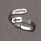 Christelijke ring zilverkleurig met het woord Faith - christelijk sieraad - cadeau - Jezus - God - kado - geloof