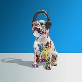 BaykaDecor - Uniek Bulldog Beeld Met Headset - HipHop - PopArt Woondecoratie - Cadeau - Moderne Kunst Hond - Graffiti - 30 cm