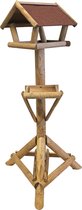 Voederhuis bruin met dakleer dak en voederplateau - 132,0 x 66,0 x 58,0 cm