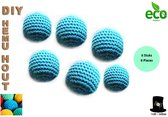 Bob Online ™ – 6 Stuks – Blauw - 30mm Groot Ronde Gehaakte Houten Kralen met ca. 7mm Gaatje - Houten Gehaakte Kralen - Rijgkralen - Kralen Rijgen - Hobby Gehaakte Kralen - DIY Houten Kralen – 30mm Blue Hemu Wood Crochet Beads – Crochet Beads