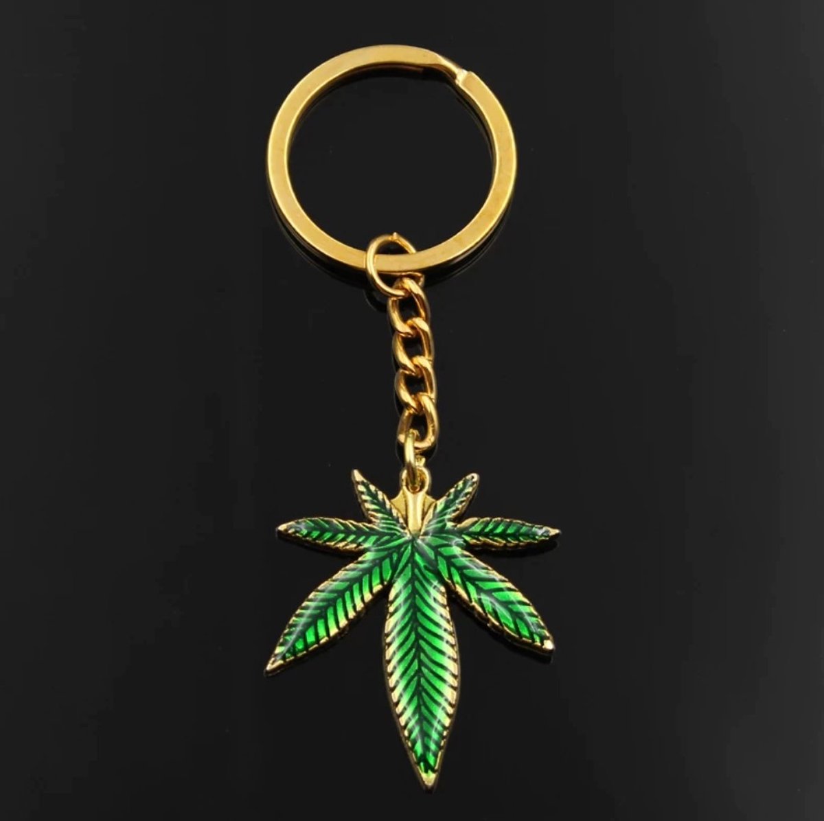 Porte-clés herbe - Feuille de cannabis - Cannabis - Porte-clés chanvre - Or  | bol.com