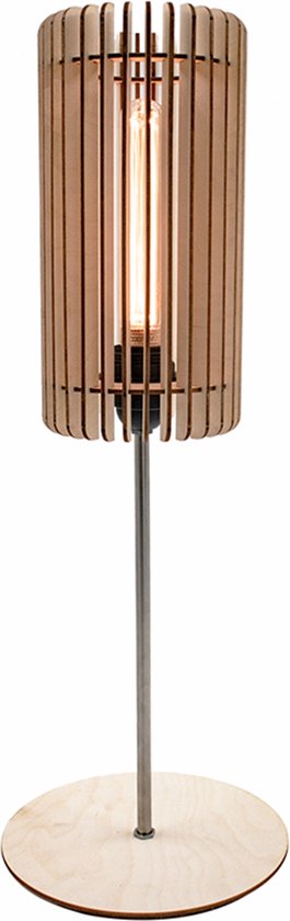 Meuq Design Tubo - Bureaulamp - Bruin - Hout - Metaal - Woonkamer - eetkamer - slaapkamer - Industrieel - handgemaakt