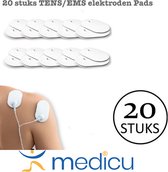TENS- EMS Elektroden Pads - voor Elektrodentherapie apparaat - Knoopsluiting - 6,5x4,4 cm - 20 stuks van Medicu