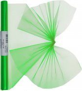 Groene organza stof op rol 40 x 200 cm - Hobby/knutselmateriaal - Hobbystof/knutselstof - Cadeau's versieren - Decoratie stoffen - Organza/gaas stoffen