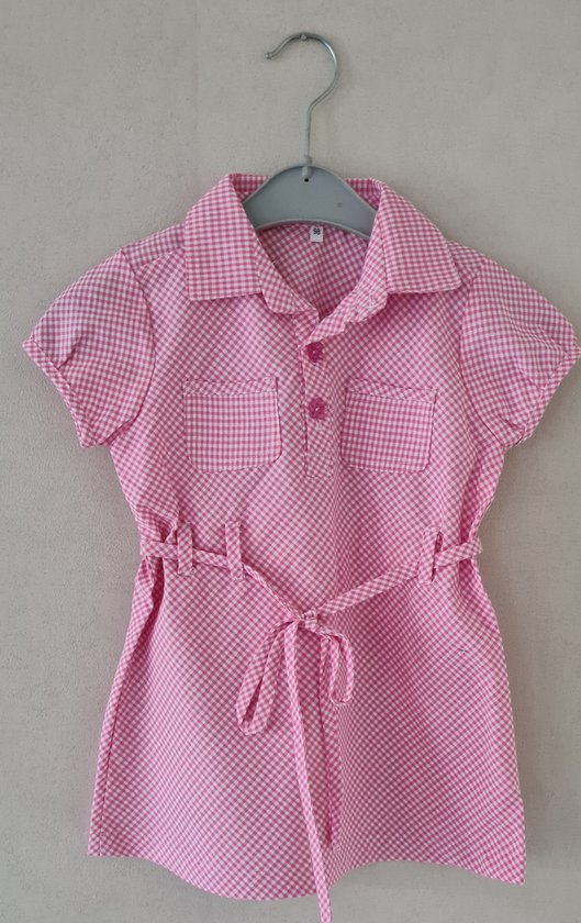 Sans marque - robe vichy check - fille - rose - taille 98