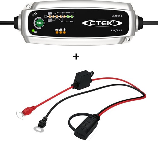 Kit CTEK MXS 3.8 + snelkoppeling met LED-indicator - Intelligente acculader  - 12V... | bol.com
