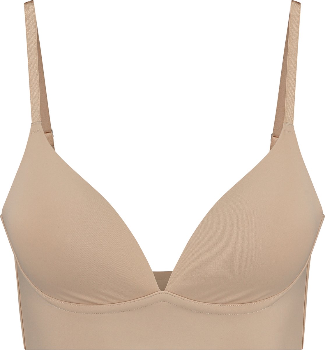 Bye Bra Bye Push-up Bralette, Naadloze, draadloze bh-top met verstelbare bandjes, Diepe decolleté, Lichte ondersteuning voor dagelijks gebruik, Beige & Zwart (VK, Alpha, XL, Regular, Regular, Standard, Beige)
