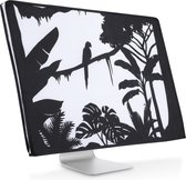 kwmobile hoes voor Apple iMac 24" - beschermhoes voor beeldscherm - jungle silhouet design - zwart / wit