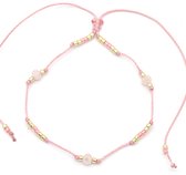 Armband Dames - Glaskralen - Verstelbaar - Roze