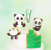 Taart Decoratie - Panda - Taarttopper - Set - Bamboe - Reuzenpanda