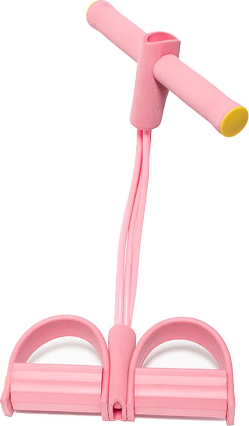 Elastische Buikspiertrainer- Resistance Fitness Weerstand Band Roze- Pedaal Weerstandsbanden - Enkelbanden -Sport Elastiek met handvat - Gewichten - Sport Thuis sporten -Workout Apparatuur Tube Touw-Thuis Gym Apparaat voor fitness en Ab Trainer
