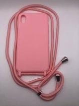 Siliconen Backcover met Koord - Geschikt voor iPhone X/10 iPhone XS - TPU Siliconen hoesje - Roze