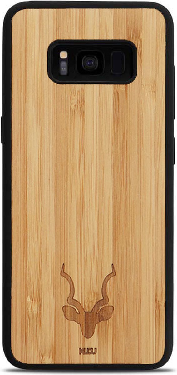Kudu Samsung Galaxy S8 Plus hoesje case - Houten backcover - Handgemaakt en afgewerkt met duurzaam TPU - Bamboe - Zwart