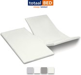 totaalBED Hoeslaken Splittopper - 180x210 - Ivoor - 100% katoensatijn - dubbele split