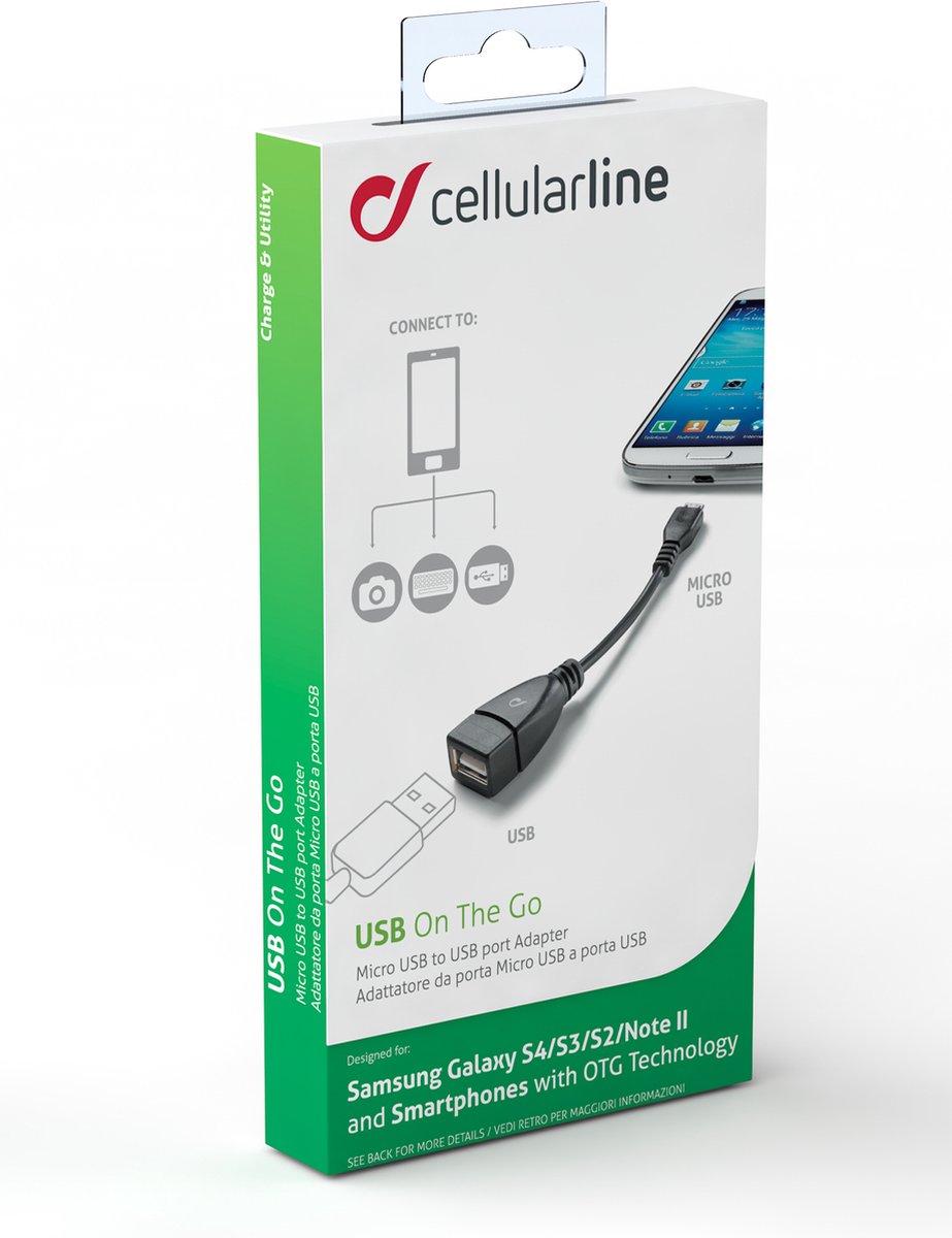 Adaptateur USB A/USB C CELLULARLINE Adaptateur voiture USB-A vers