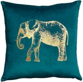 Oneiro’s Luxe sierkussen ELEPHANT Groen - 45 x 45 cm - polyester - wonen - interieur – woonaccessoires - kussens