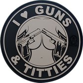 Cobra Tactical Solutions Patch - I Love Guns & Titties - Embleem Met Klittenband - PVC - Grijs/Zwart