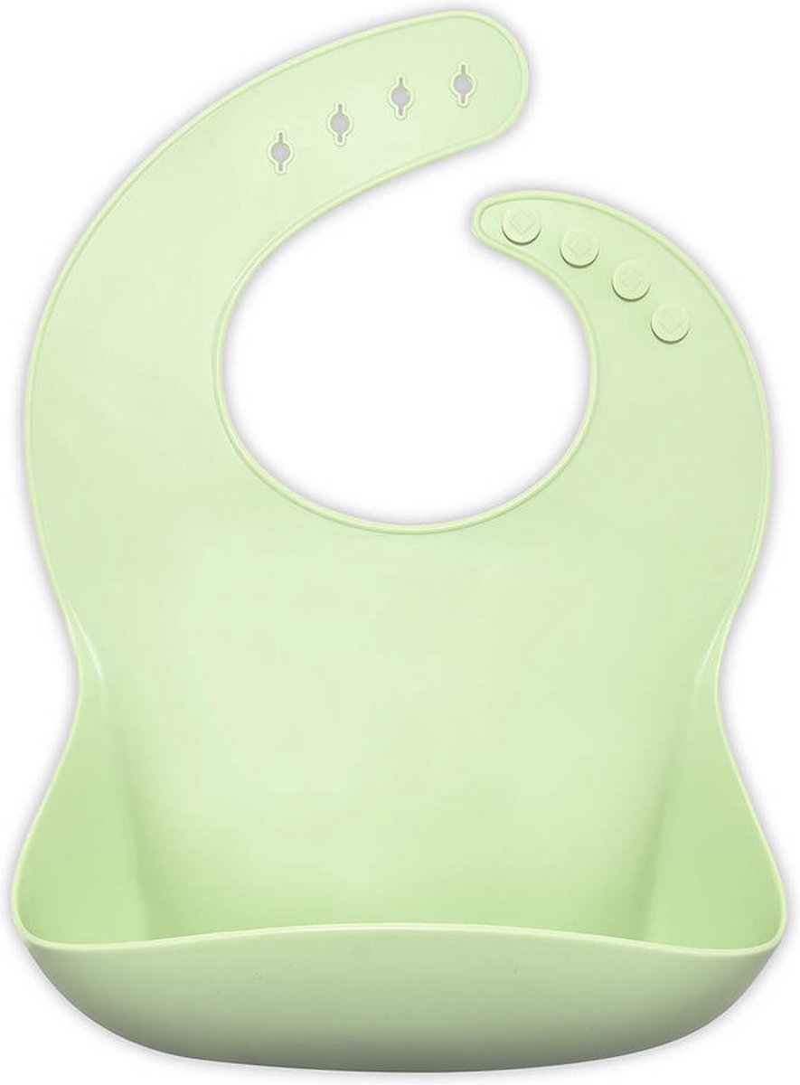 Mint groene siliconen slabbetje met opvangbakje - verstelbaar en waterproof - BPA/Ftlaten vrij
