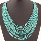 Musthaves-Gelaagde ketting-Boho style-Bohemian-kralenketting-turquoise/goud