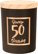 Verjaardag - Geurkaars - Black/Rose - Happy Birthday - 50 jaar - giftbox zwart/goud - In cadeauverpakking