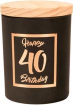 Verjaardag - Geurkaars - Black/Rose - Happy Birthday - 40 jaar - giftbox zwart/goud - In cadeauverpakking