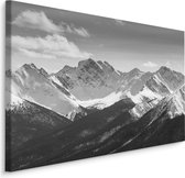 Schilderij - Prachtige Bergen in zwart/wit, premium print