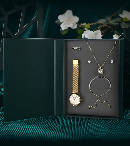 Boerni Aibisino Horloge, Armband en Ketting Rosé luxe geschenk set luxe