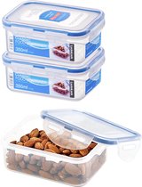 Lock & Lock contenants d'aliments frais| Boîtes à collations - Set de 3 pièces - 350 ml - Transparent