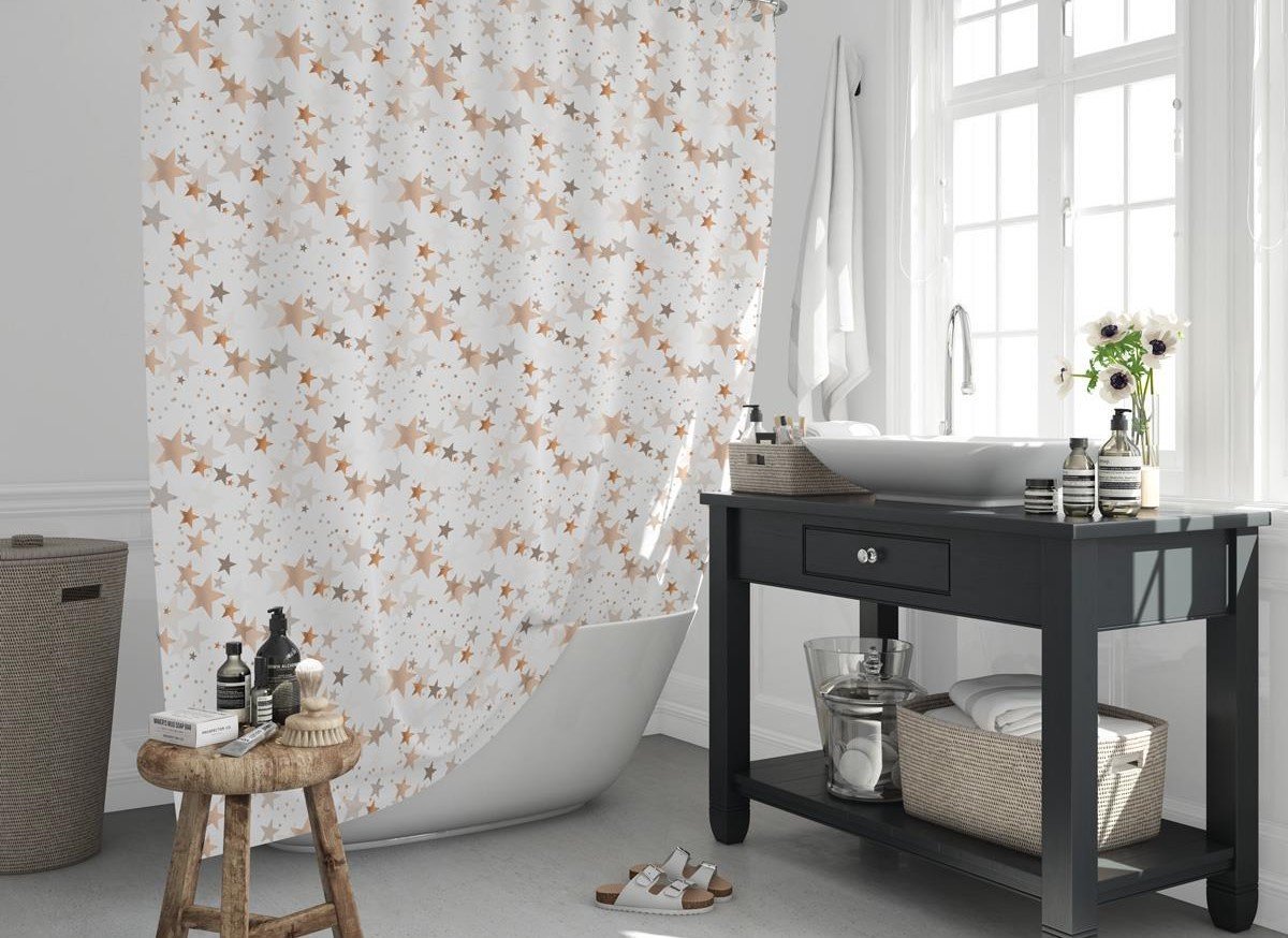 Zethome Stars - Douchegordijn - 180x200 cm - Badkamer Gordijn - Shower Curtain - Sneldrogend en Anti Schimmel -Wasbaar