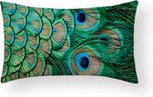 Sierkussen Peacock - Heldergroen Long - Sierkussen - 30x50 cm - Sierkussen - Polyester