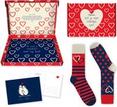 Valentijnsdag cadeauset - sokken - hartjes - liefde - geschenkset - maat 41/46
