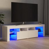 Decoways - Tv-meubel met LED-verlichting 140x35x40 cm hoogglans wit