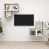 Decoways - 4-delige Tv-meubelset spaanplaat wit en sonoma eikenkleurig