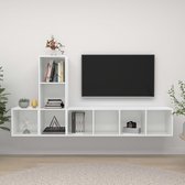 Decoways - 3-delige Tv-meubelset spaanplaat hoogglans wit