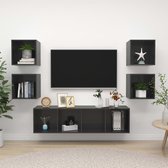 Decoways - 5-delige Tv-meubelset spaanplaat hoogglans grijs