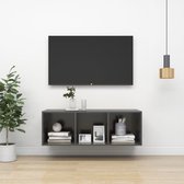 Decoways - Tv-wandmeubel 37x37x107 cm spaanplaat hoogglans grijs