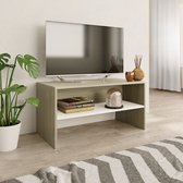 Decoways - Tv-meubel 80x40x40 cm spaanplaat wit en sonoma eikenkleurig