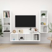 Decoways - 3-delige Tv-meubelset spaanplaat wit