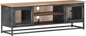 Decoways - Tv-meubel 120x30x40 cm massief acaciahout en staal grijs