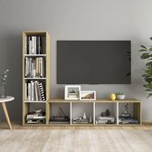 Decoways - Tv-meubelen 2 stuks 142,5x35x36,5 cm spaanplaat wit sonoma eiken