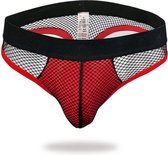 Sexy String Visnet Zwart/Rood Maat XXL